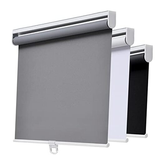 Cordless Roller Shades Blackout Blinds for Windows Room 23″W x 72″H Grey