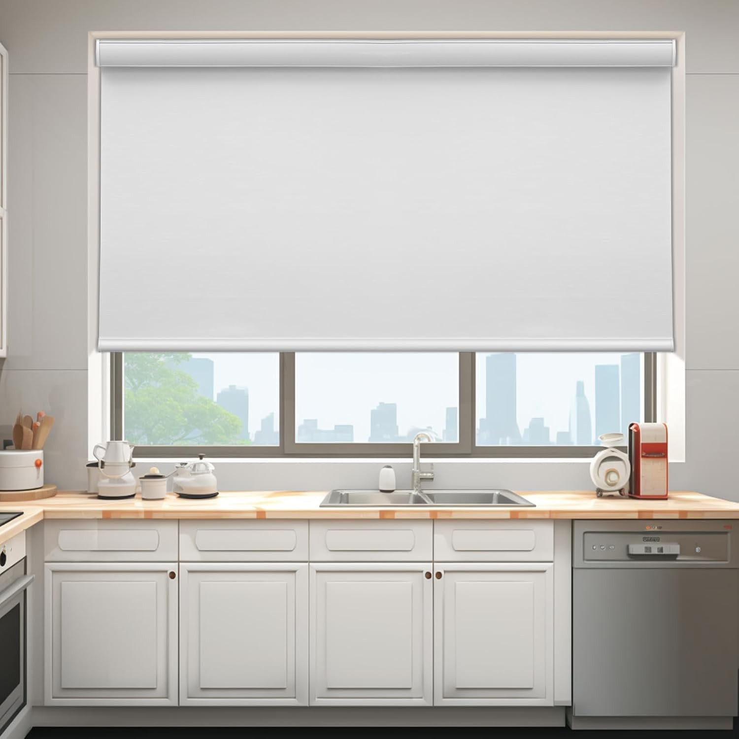 Changshade Custom Cut Blackout Cordless Waterproof Window Blinds Roller Shades