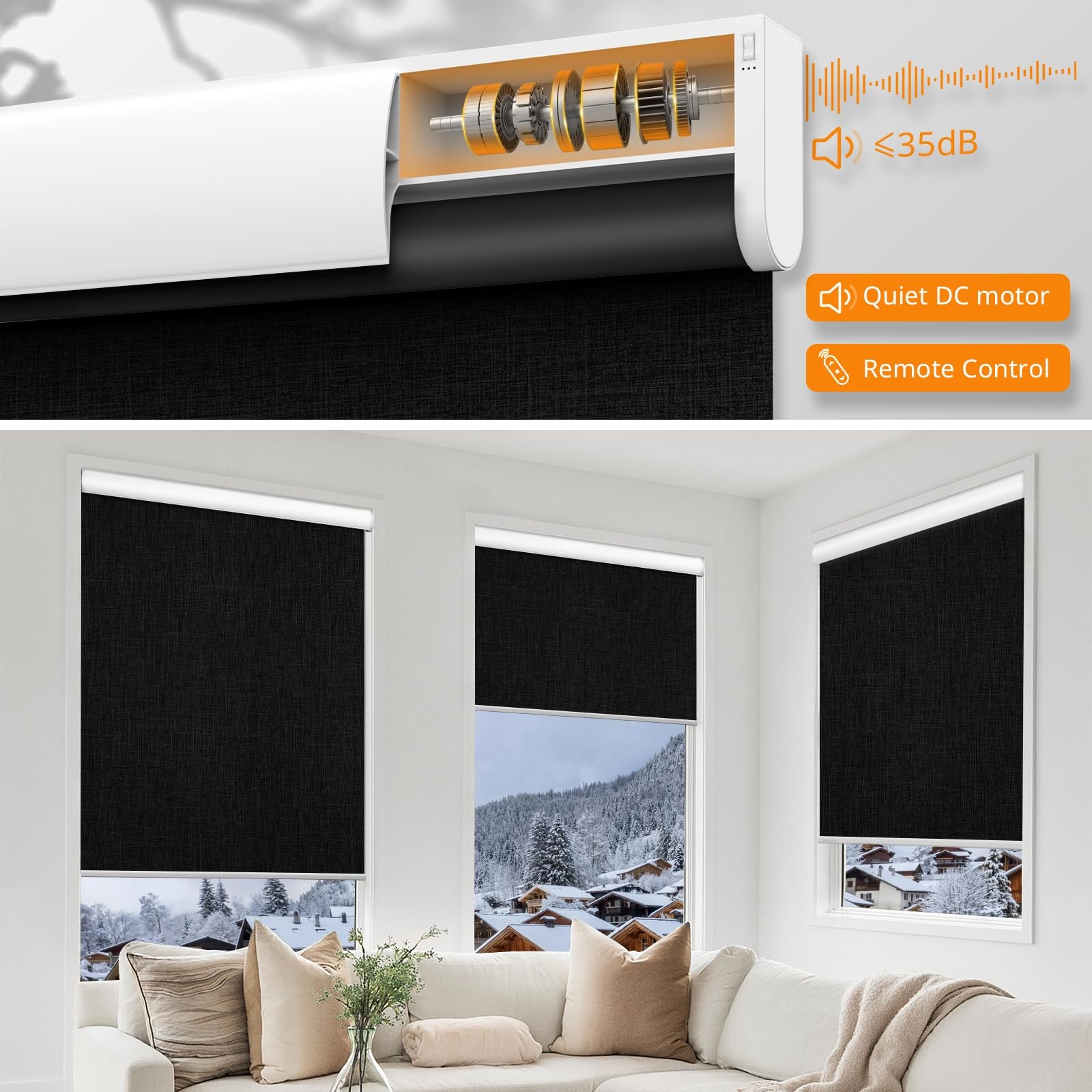 Musclearea Motorized Blinds Remote100 Blackout Smart Blinds Window Cordless