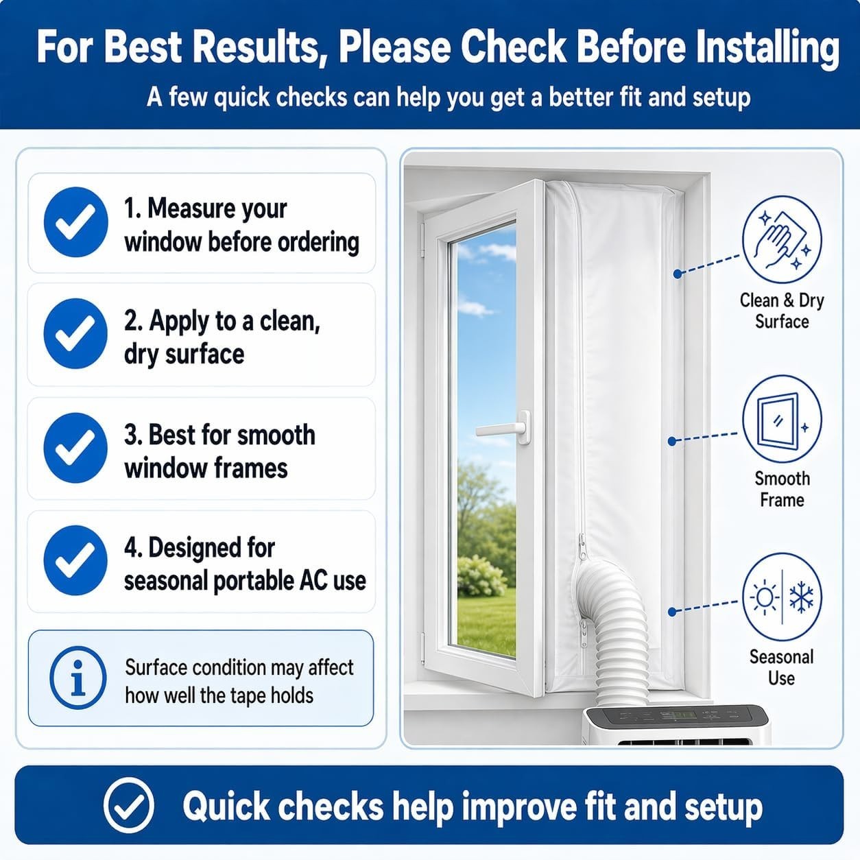 Adjustable Portable AC Window Seal Kit for Casement, Skylight Windows 157″