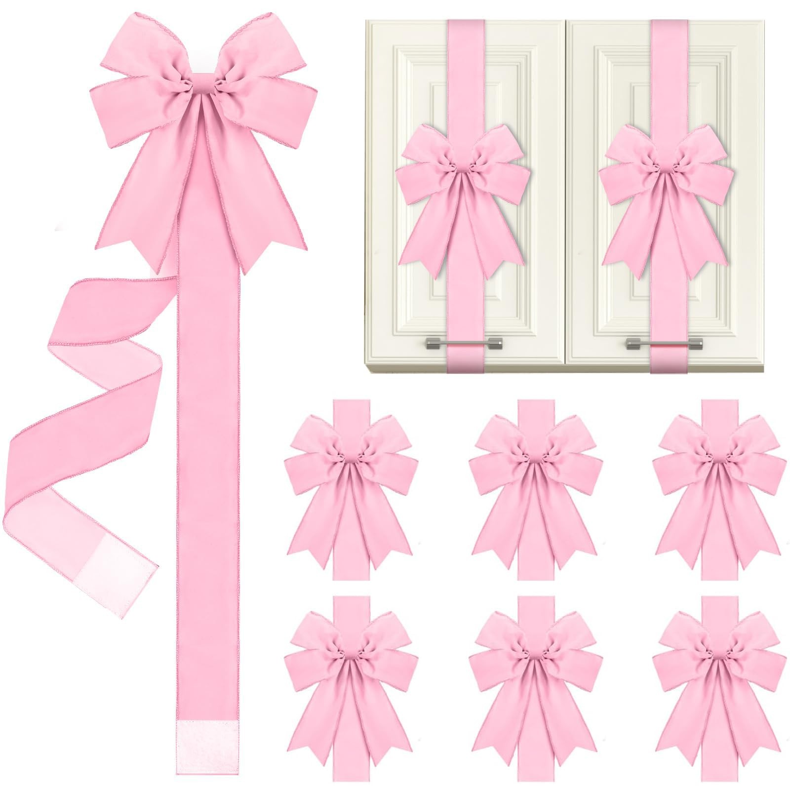 6Pcs/8Pcs Christmas Housewarming Kitchen Gifts Cabinet Ribbons Bows Home Déco…