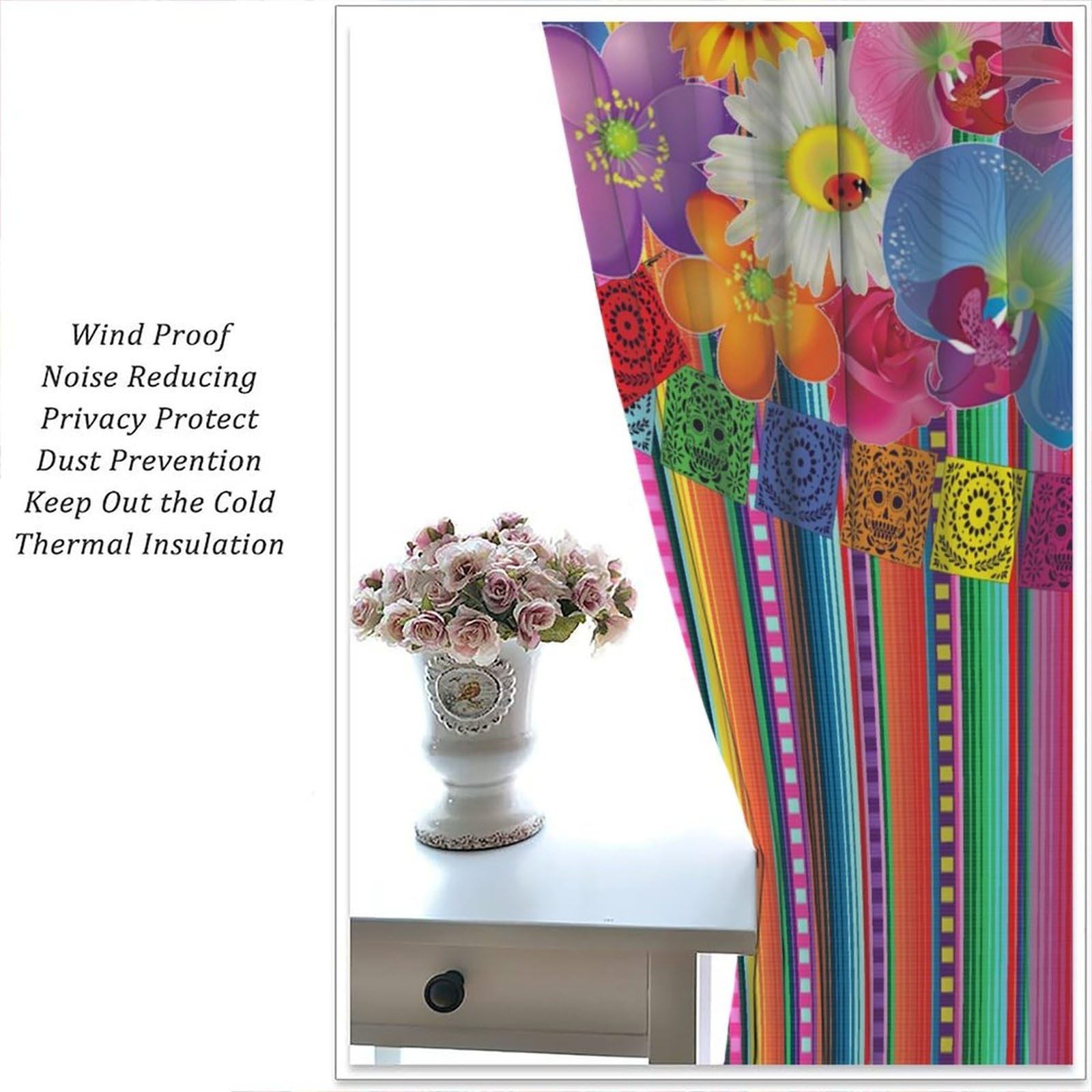 Carnival Mexican Curtains,Colorful Striped Abstract Geometric Mexican Day of …
