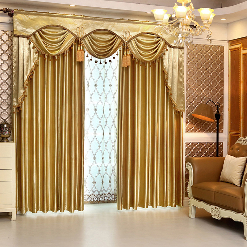 European luxury solid gold soft cashmere cloth blackout curtain valance N240