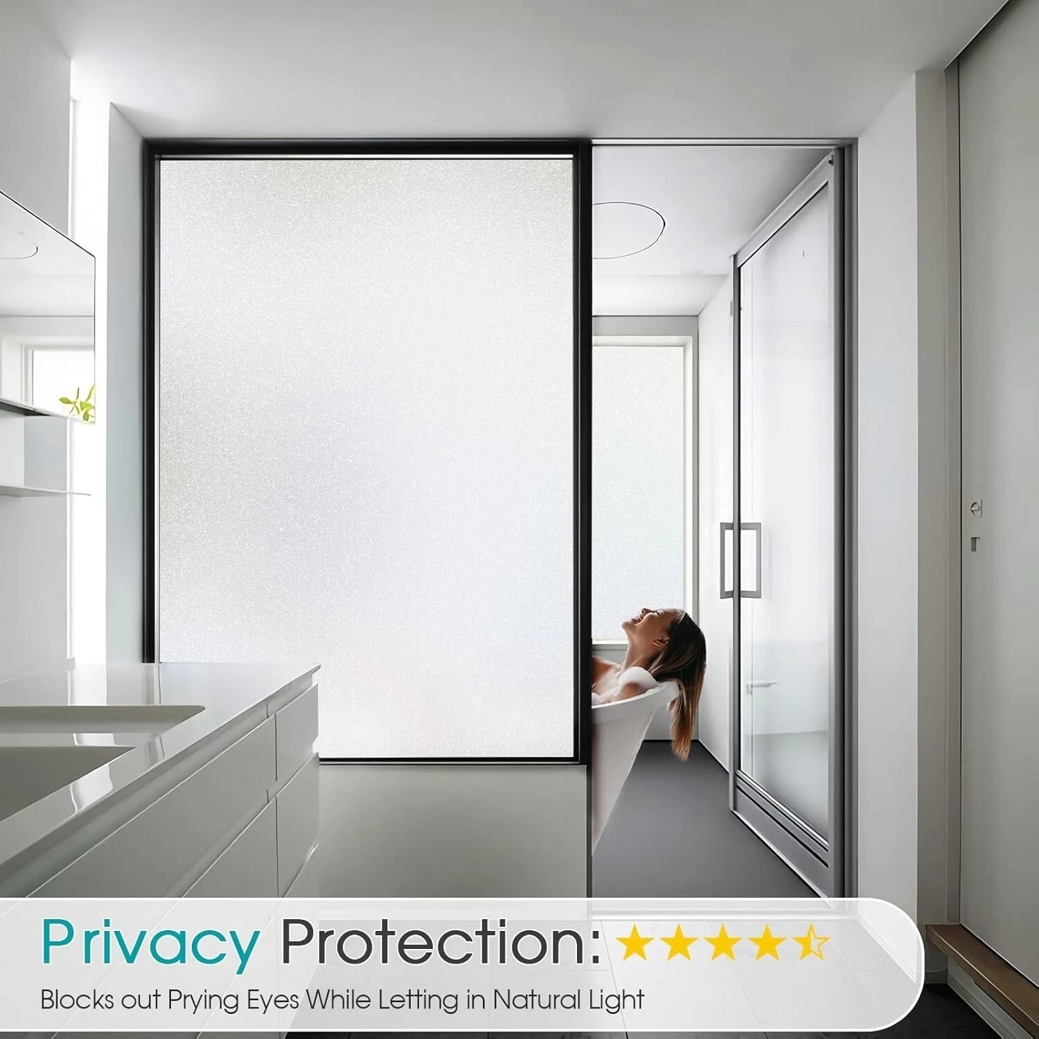 UV Protection Window Privacy Film – 17.5 x 78.7 Inch Frosted Cling for Any Room