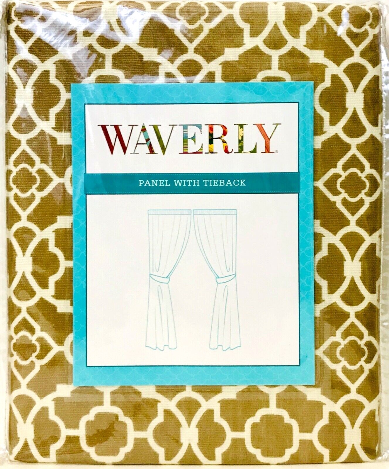 Waverly Lovely Lattice Natural 100% Cotton Panel With Tieback Fits To 2 1/2″ Rod