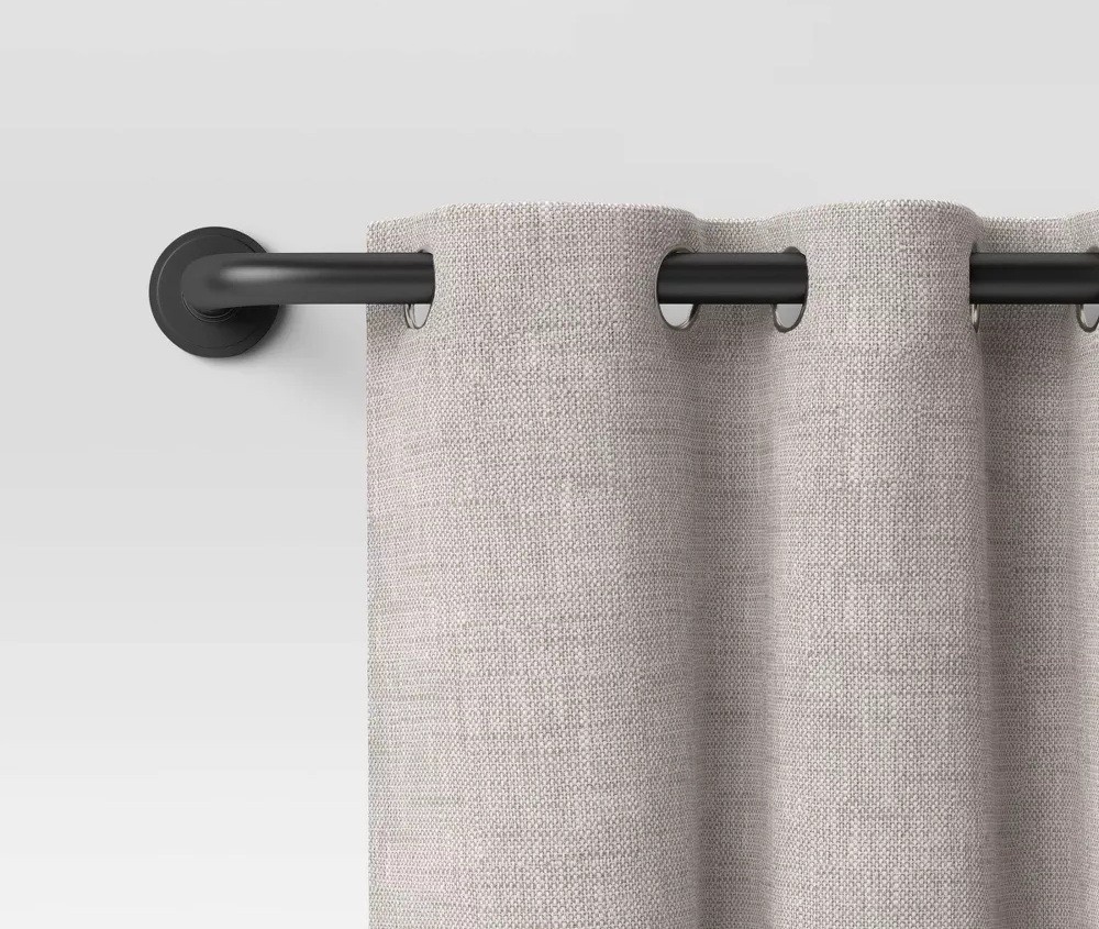 Threshold Black Finish Expandable Rounded End Expandable Curtain Rod 66″ to 120″