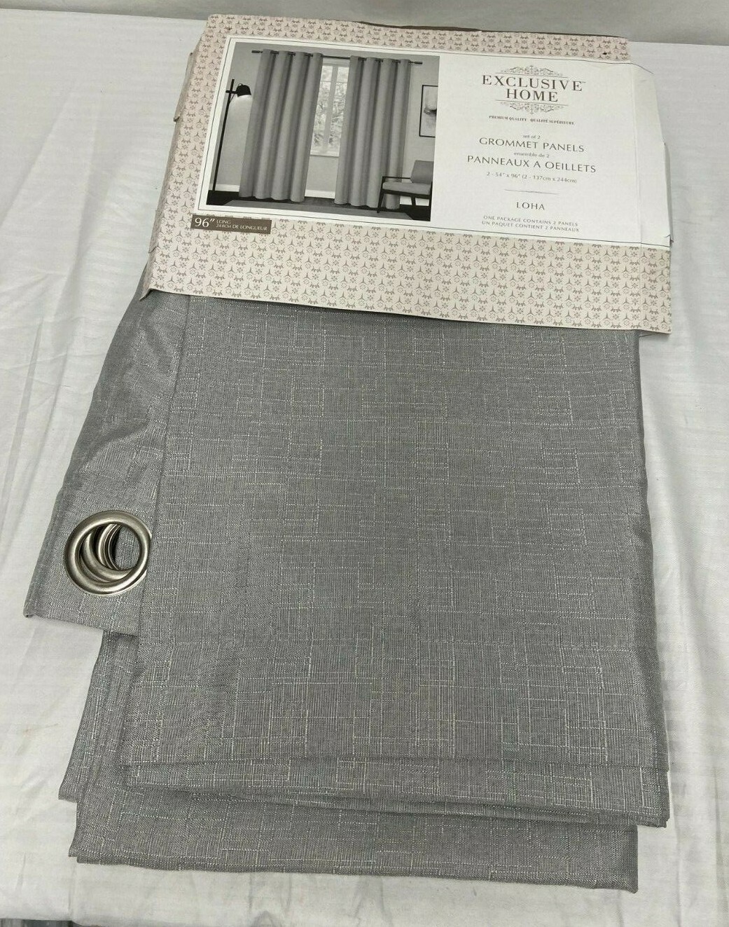 2 Exclusive Home Grommet Top Curtain Panel Pair LOHA Dove Gray 54″ by 96″ Each