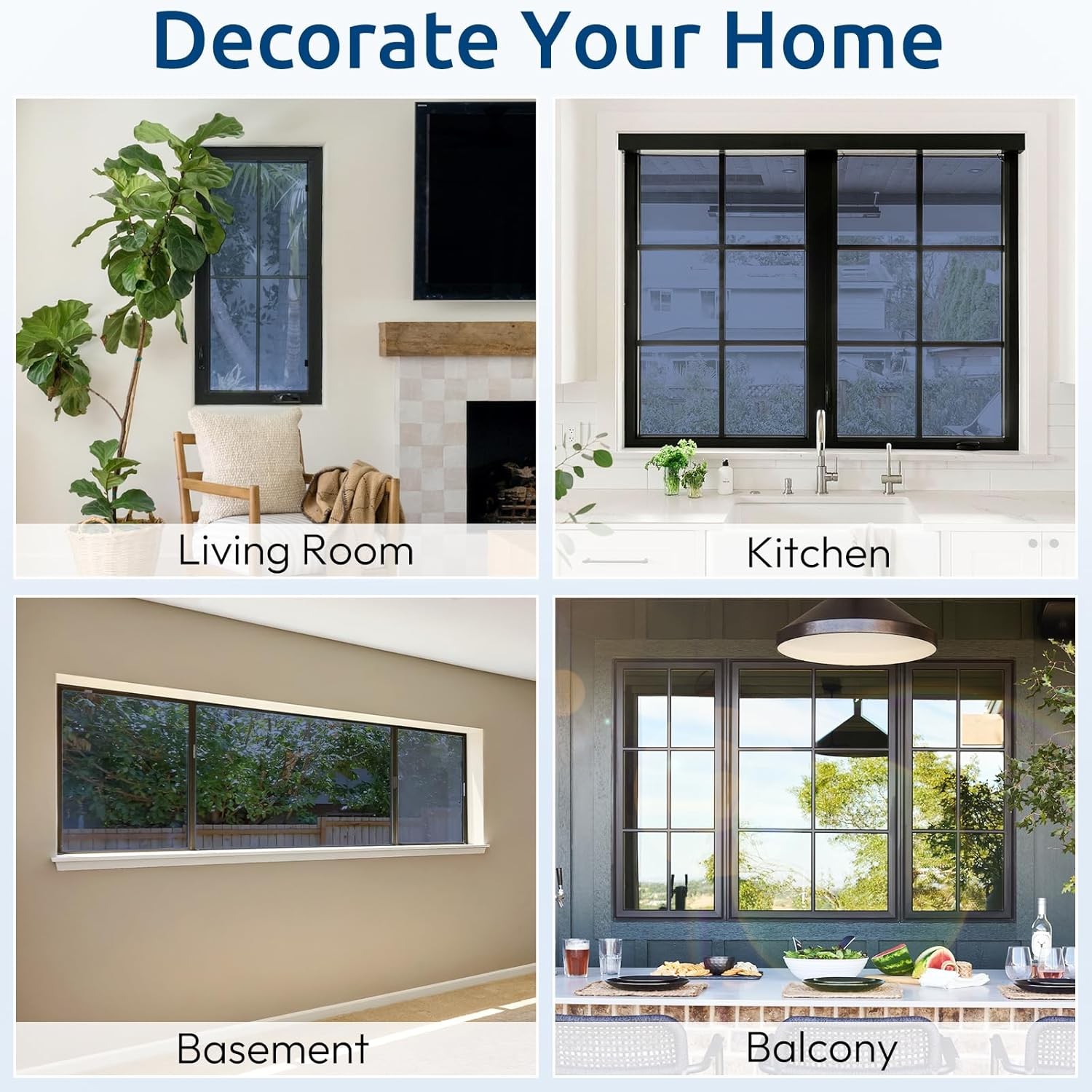 rabbitgoo Heat Reflective One Way Mirror Window Film Privacy Tint Blue Silver
