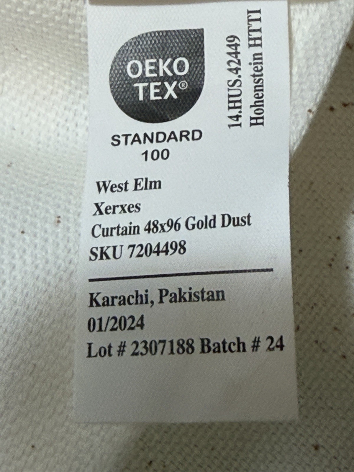 1 West Elm Echo Print Curtain Panel 48 x 96 Gold Dust, Open Box