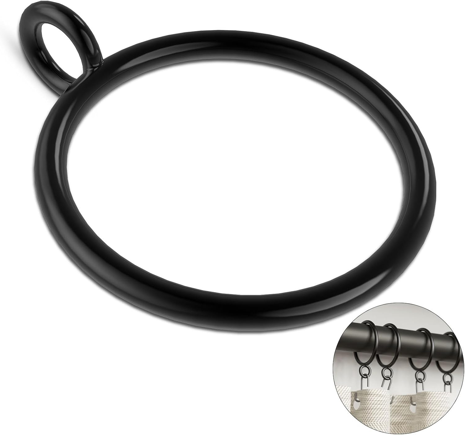 50 Pack Metal Curtain Rings with Eyelets, 1.5 Inch Inner Diameter Drapery Rings