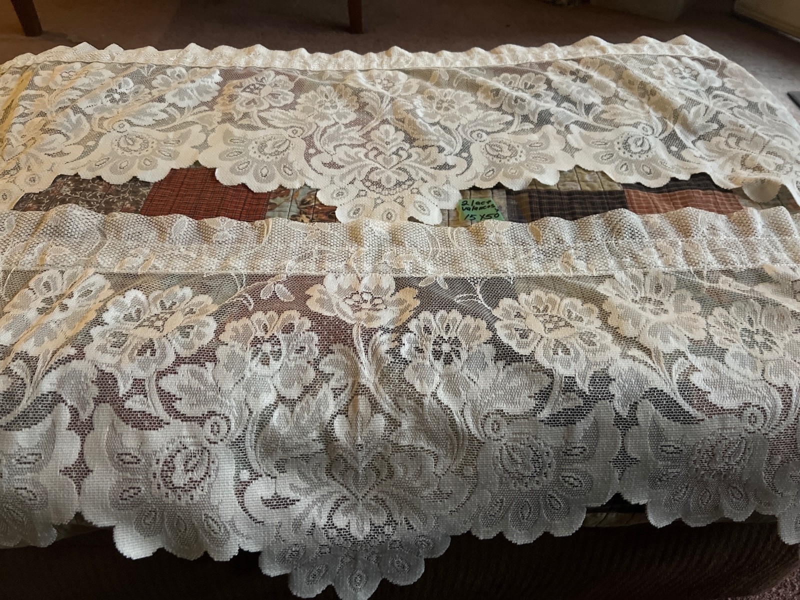 JCPenney Home Collection White Lace Valances 15×50 Set of 2