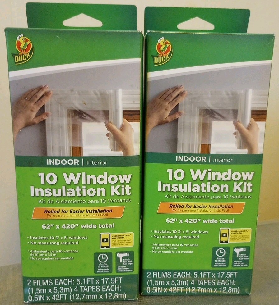 Duck Brand Indoor 62 inch x 420 inch 10 Window Insulation Kit LOT OF 2 BOXES