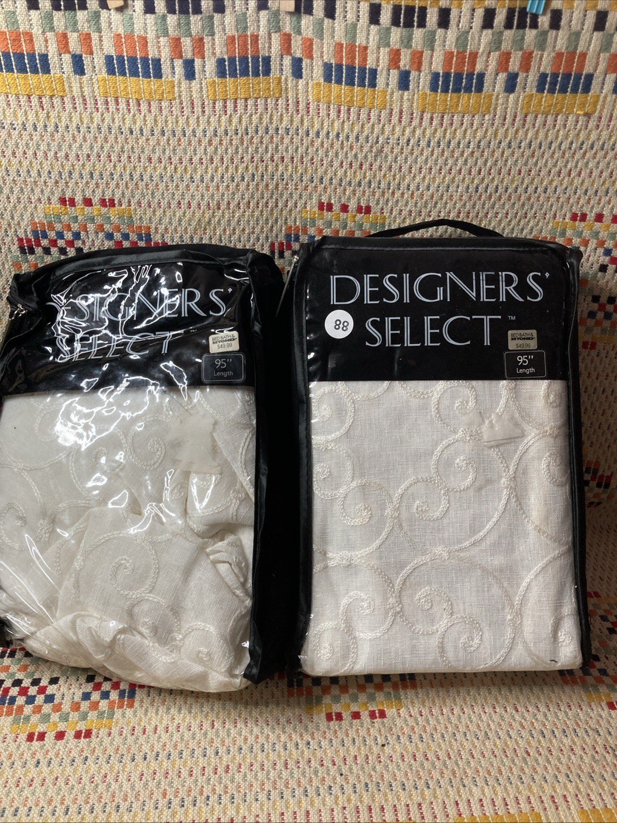 Designer Select Claudia Sheer Linen Gauze Embroidered Curtain Panel 95” Lot 2