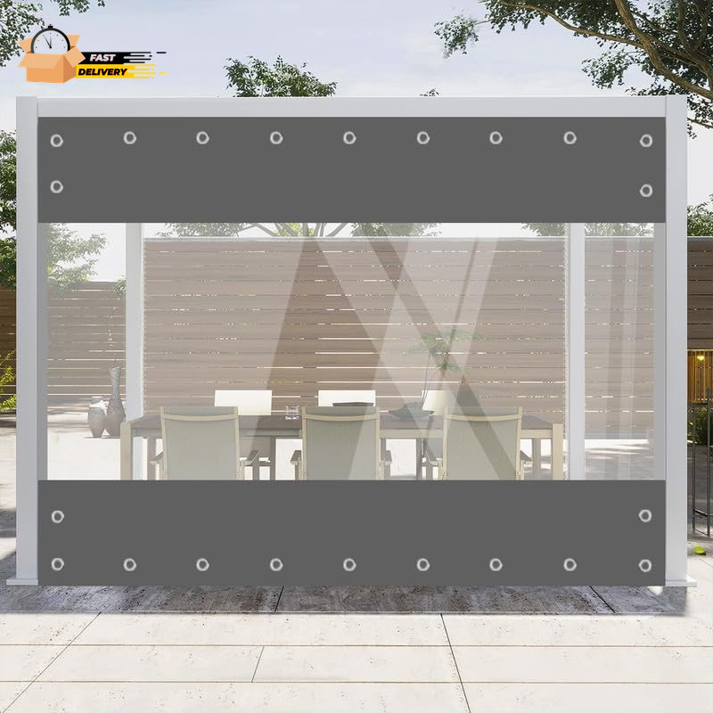 Clear Vinyl Curtains for Patio Enclosure, 23Oz Heavy Duty Waterproof Anti-Uv An