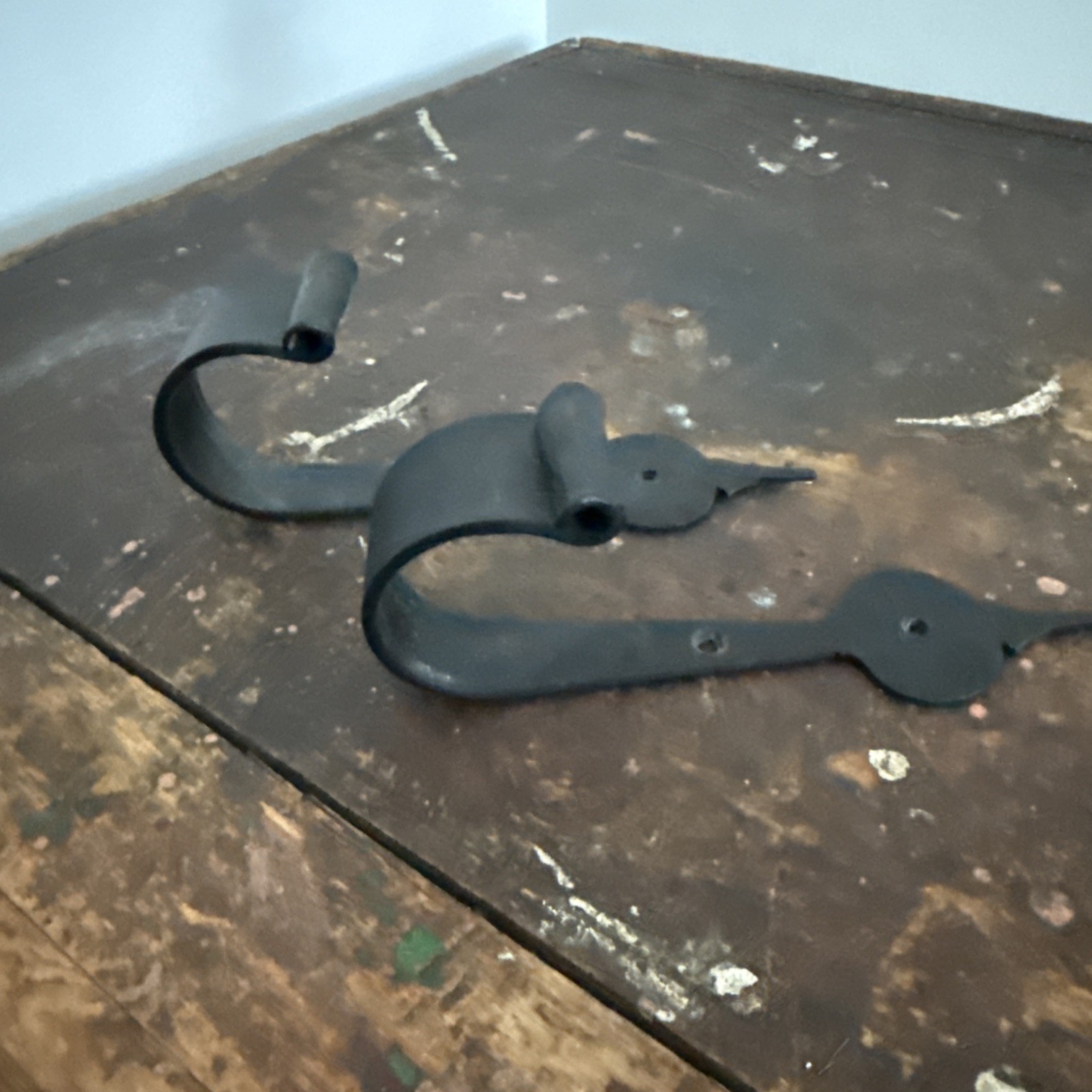 2 Curtain Pole Holders Hand Forged 7” Brackets Hooks for up to 1.75”Diameter Rod
