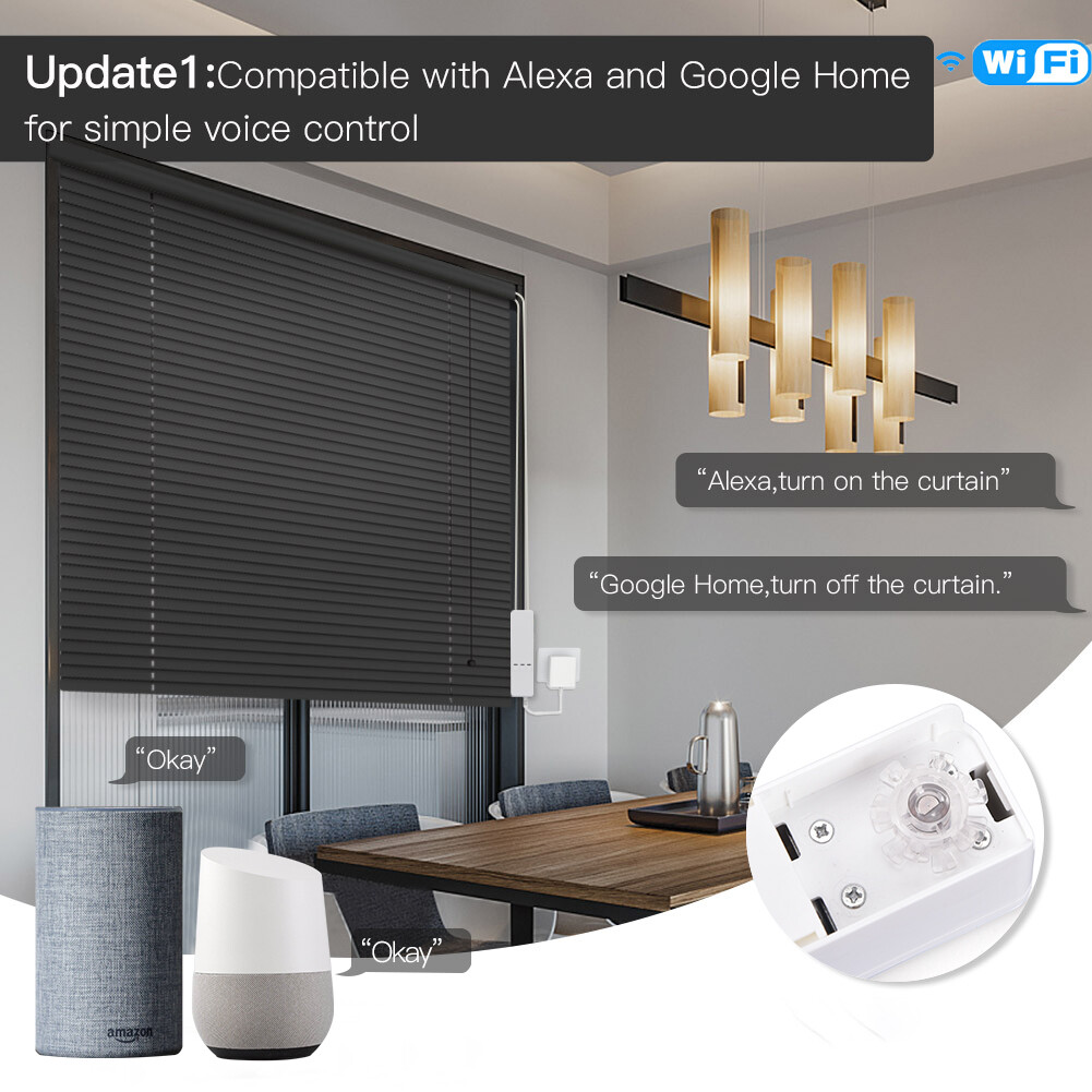 MOES WiFi Smart Curtain Motor Roller Blinds Shutter Drive Voice Remote Control