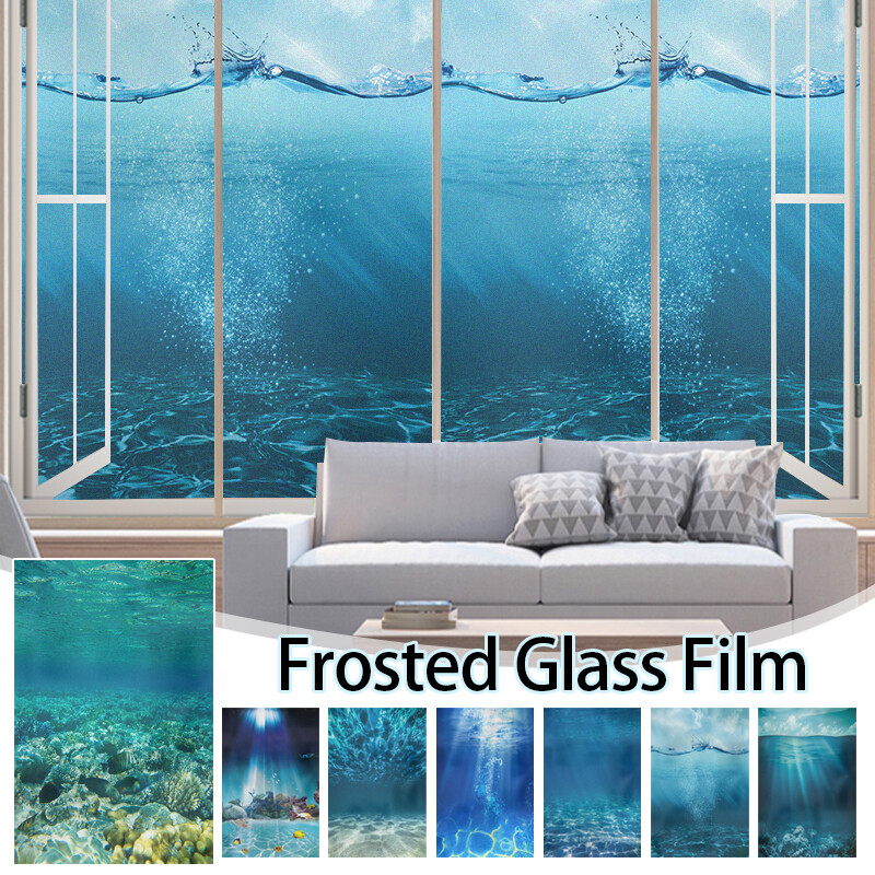 Ocean Underwater Static Clings Frosted Glass Stained Window Sticker Film NEW