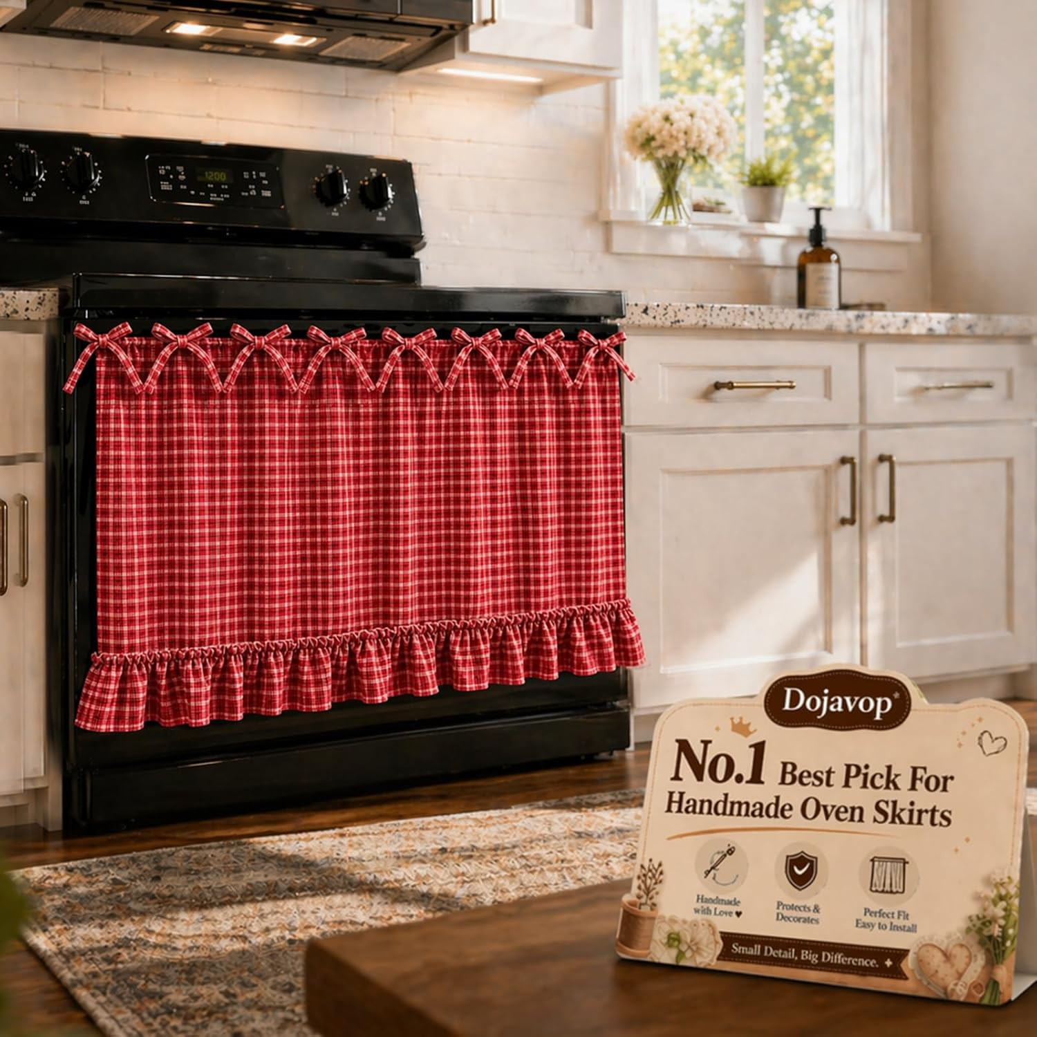Handmade Oven Skirt Curtain for Door Kitchen Dishwasher Hidden Curtain Tie Top F