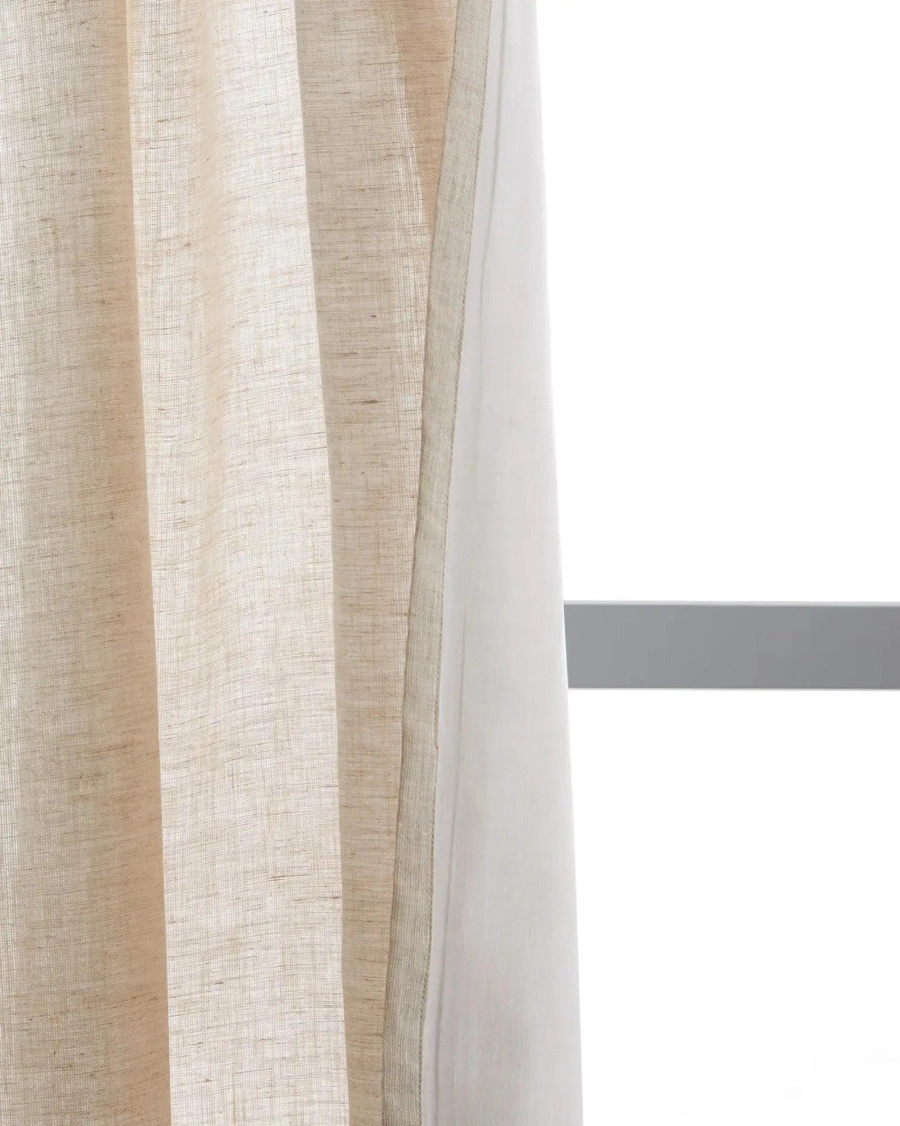 QUINCE EUROPEAN LINEN LIGHT FILTERING CURTAIN FLAX Single Panel 96” X 96”
