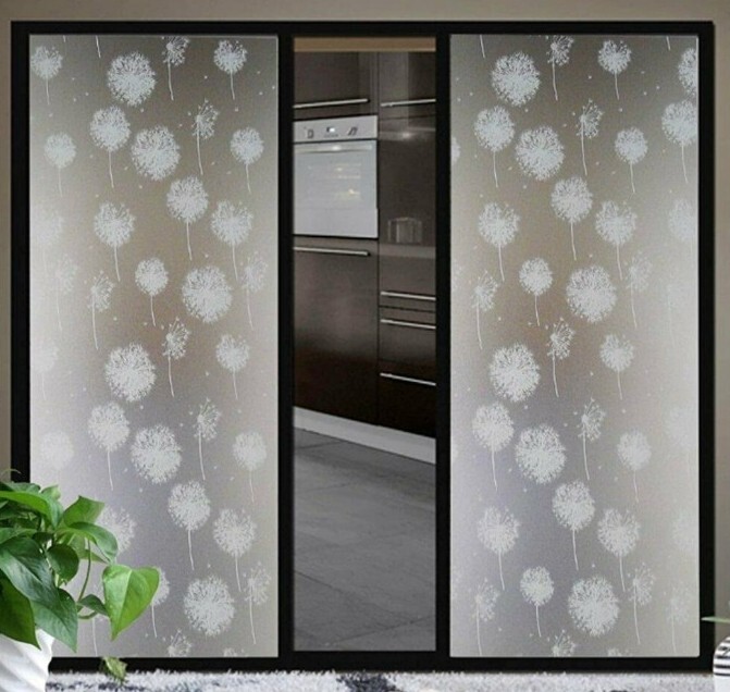 Privacy Window Film ~ Window Sticker ~ 17.7″ x 78.7″ ~ FROSTED GLASS DANDELIONS