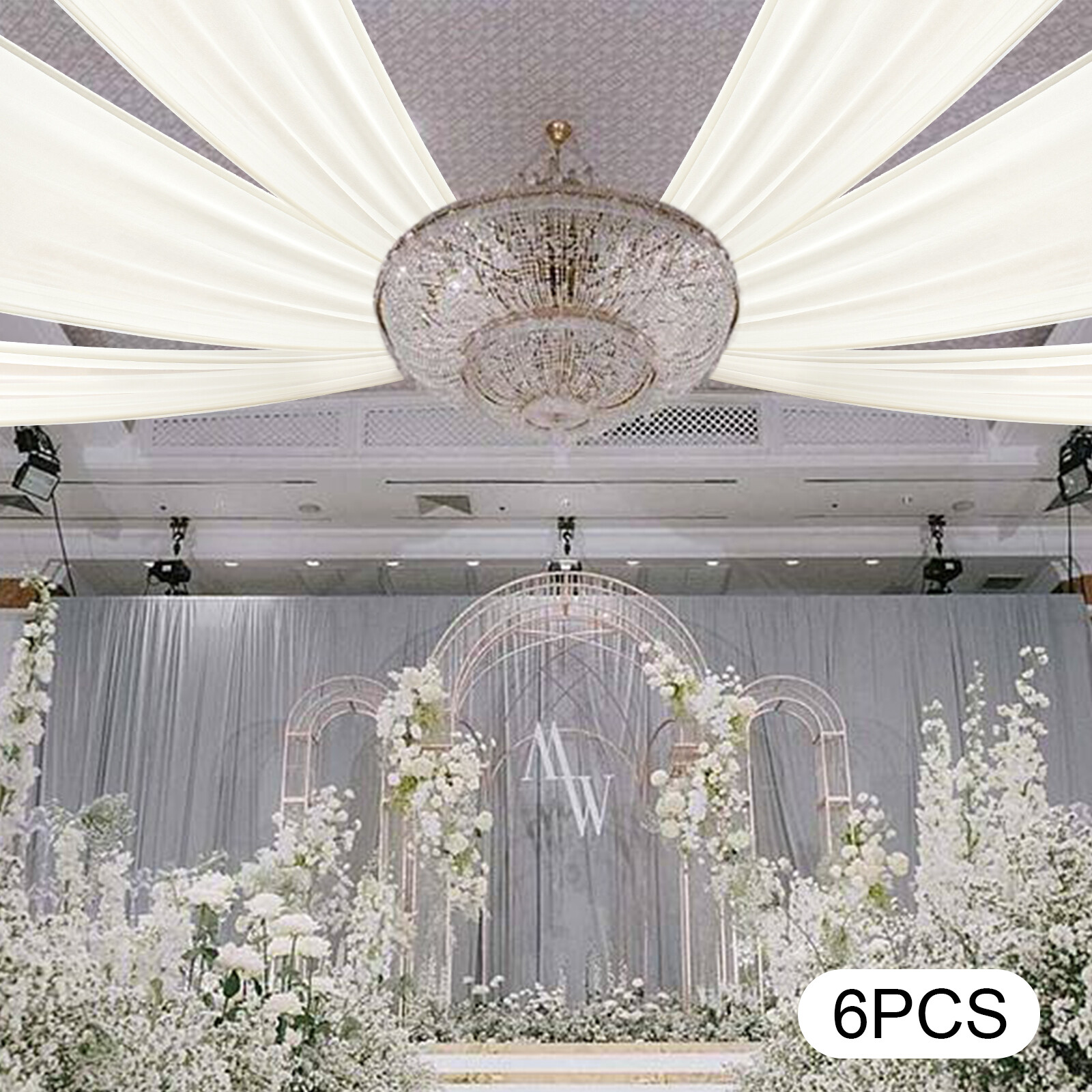 Modern Chiffon Ceiling Drapes 6 Panels 5x15ft Wedding Party Stage DIY Decoration