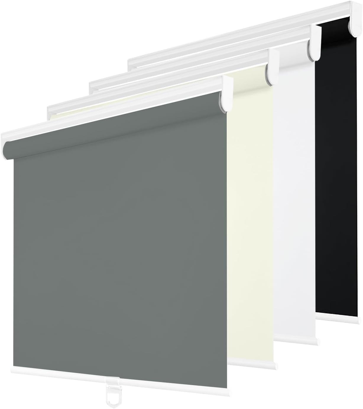 Cordless Blackout Roller Shade Light Blocking Room Darkening Rolled Up Blind