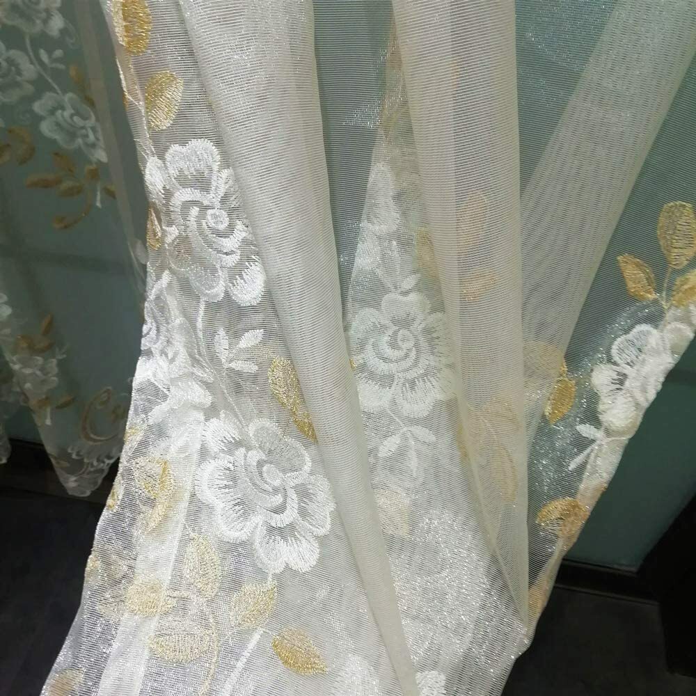 Romantic Embroidery Sheer Tulle Luxury Glitter Net Mesh Drape Curtain 1 Piece