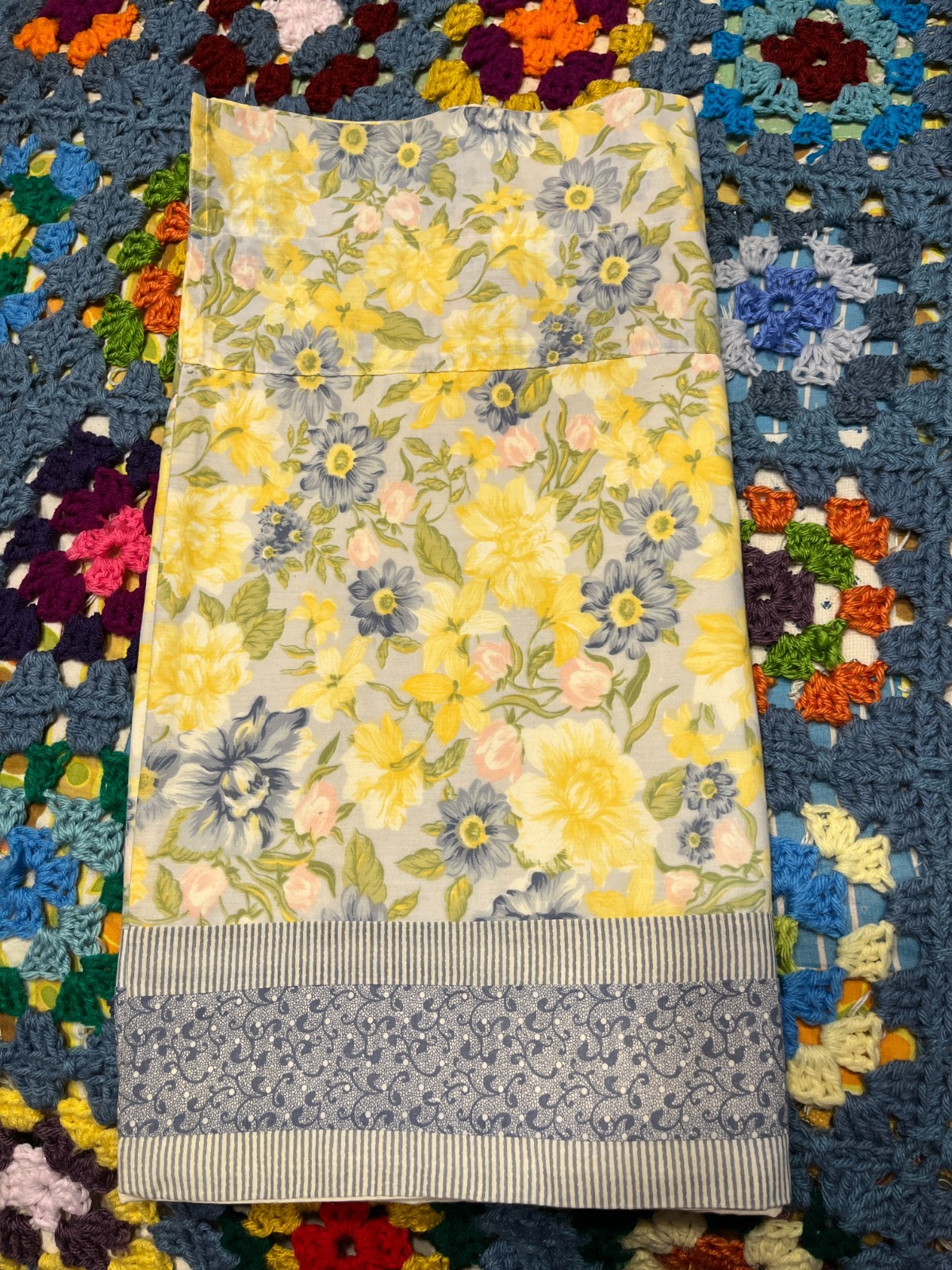 JC Penney Home Collection Valances Set of 2 Yellow Blue Floral 21″x88″