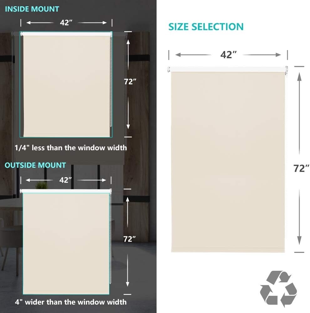 Blackout Roller Shades Window Blinds Room Darkening Curtain Waterproof Fabric