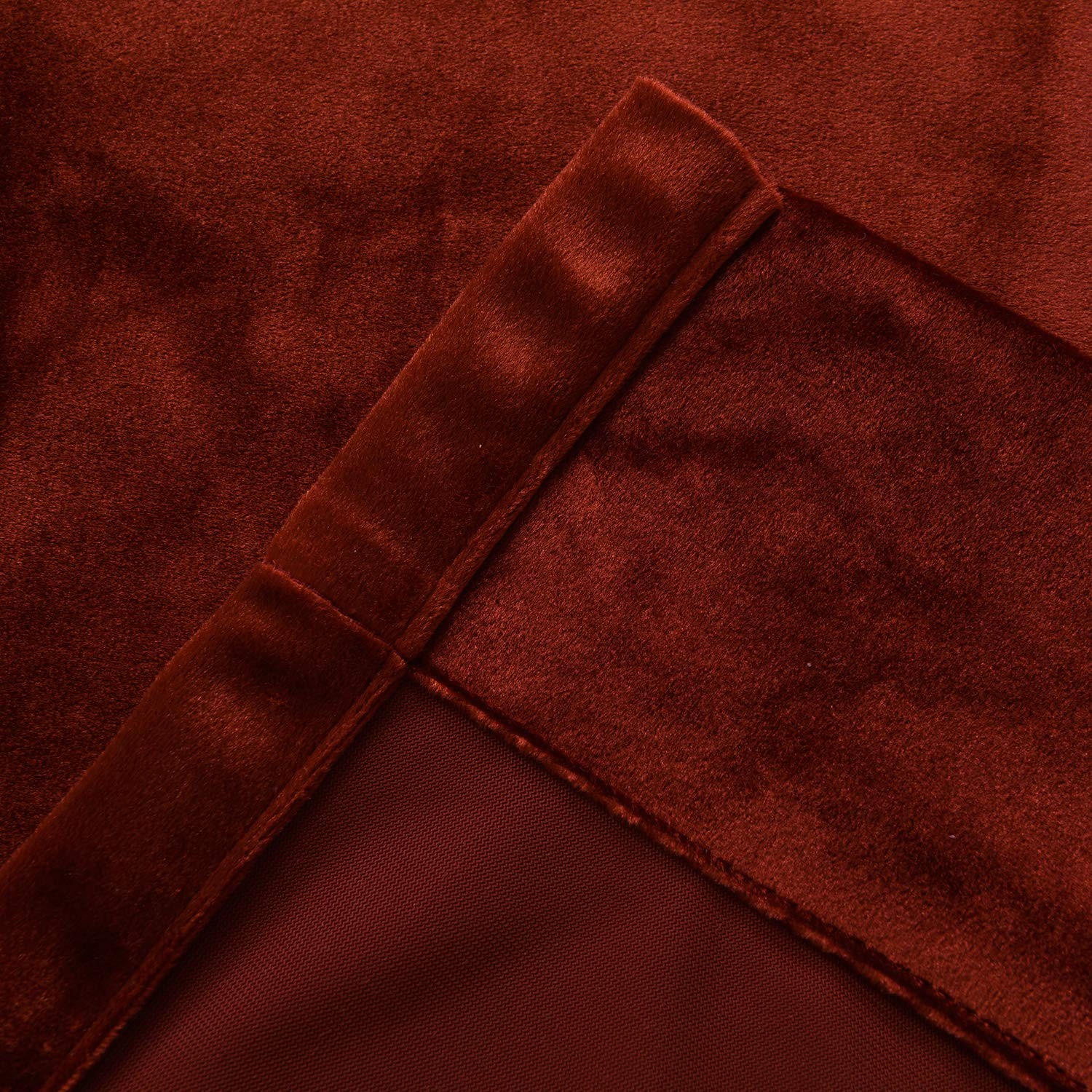Velvet Luxurious Elegant Curtains Rod Pocket 52W x 84L (Pack of 2) Rust Red