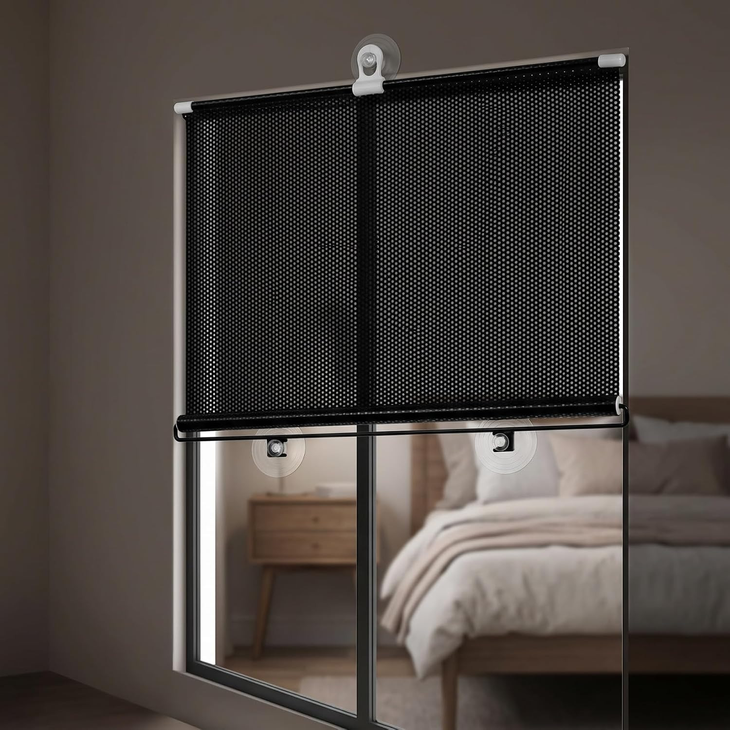 40 * 125cm No Drilling Retractable Roller Window Shades Suction Cups, Temporary