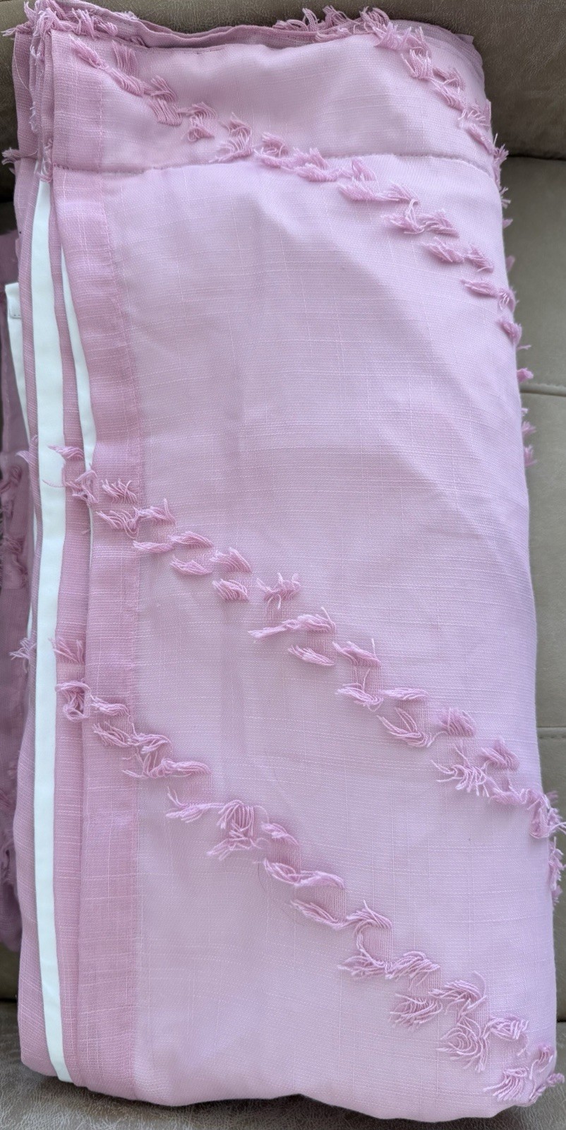 Pillowfort Blackout 2 Window Curtains Or4 Panels Pink 84”x42″ Clipped Stripe EUC