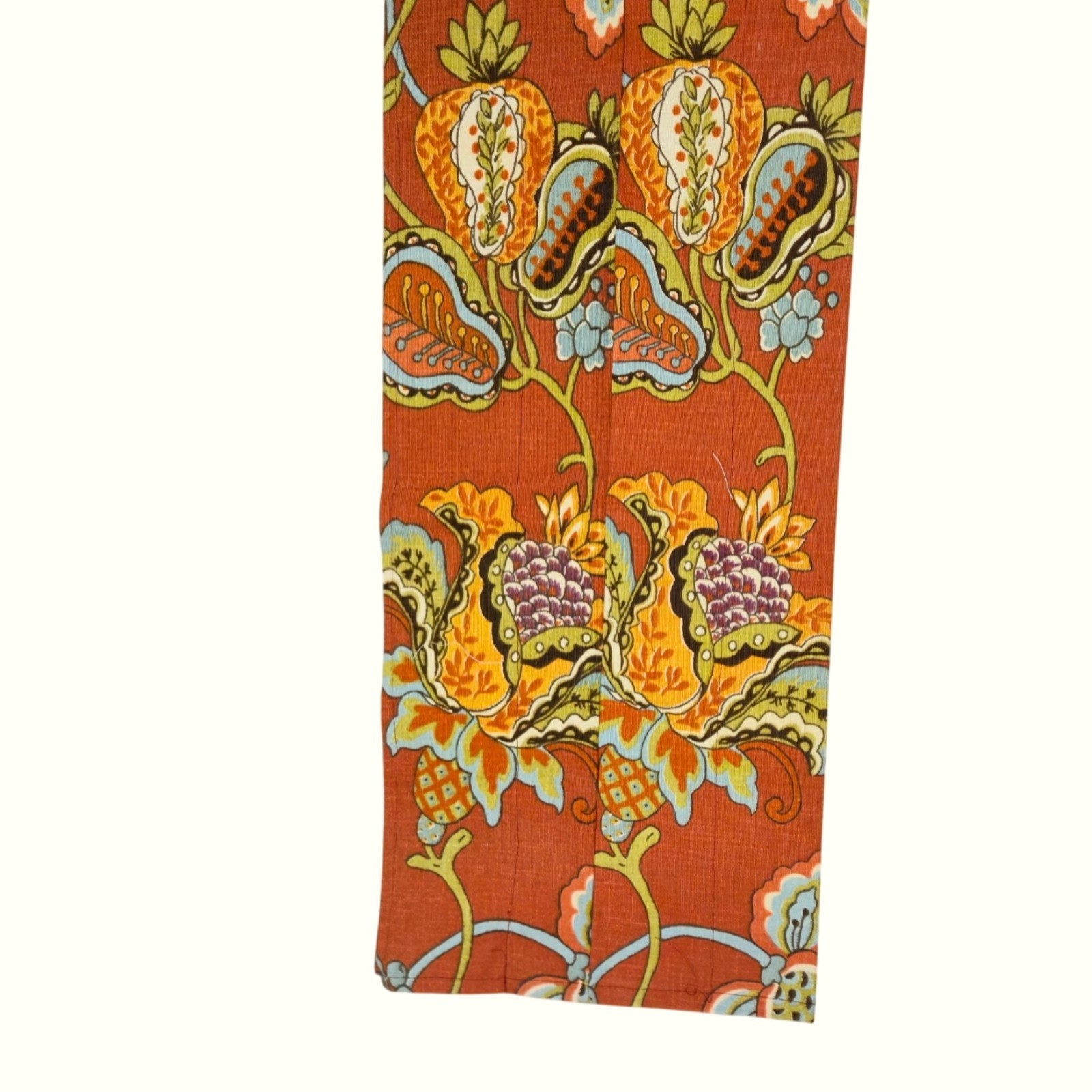 Vintage Handmade Table Runner or Valance Boho Floral Orange Paisley versatile
