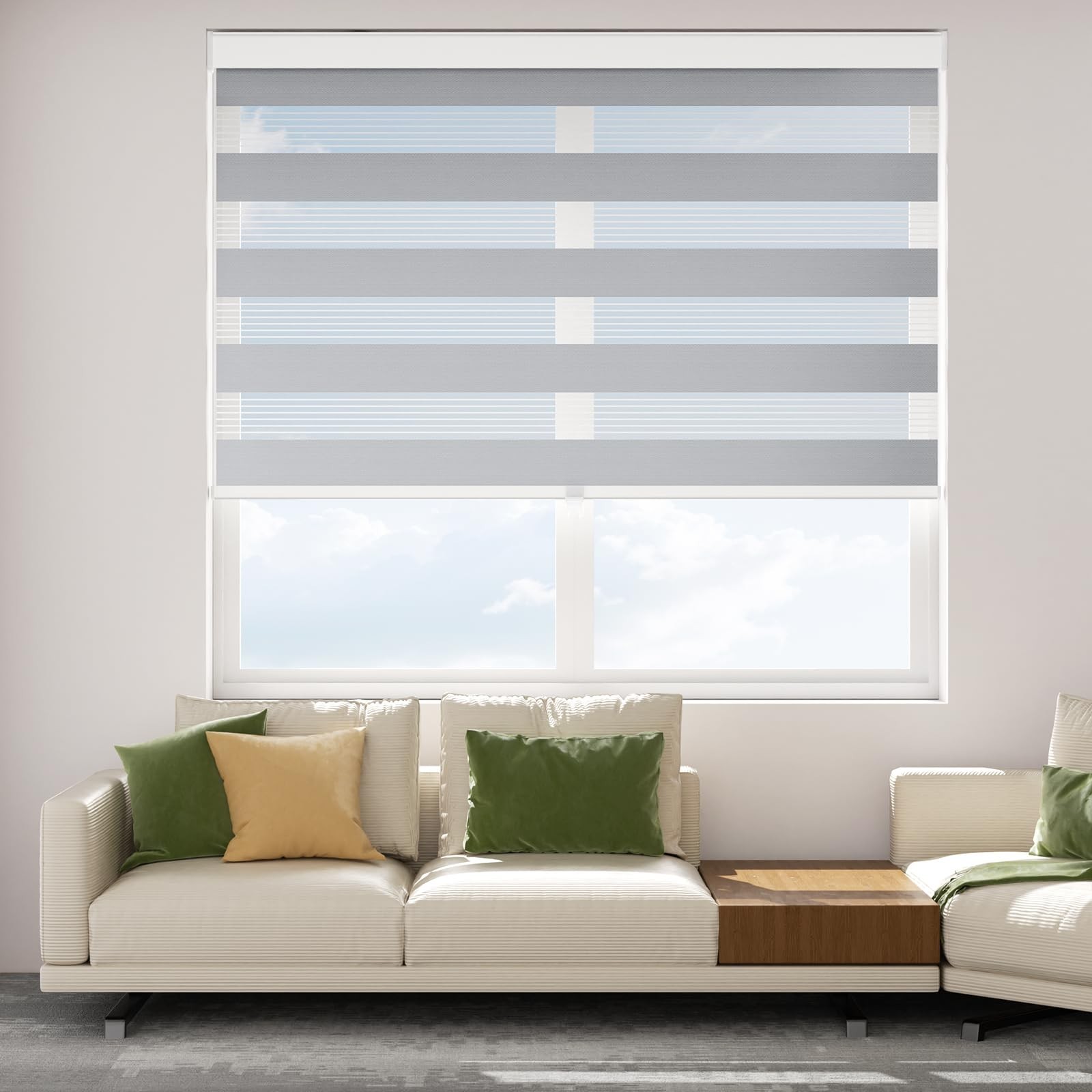Astomi Cordless Zebra Blinds Valance Free-Stop Roller Shades, 30″ W X 72″ H