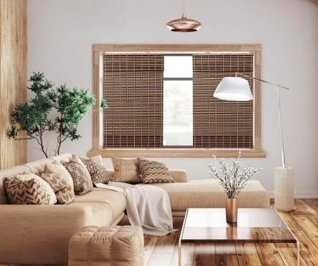 TJ Global Cordless Bamboo Window Blind Sun Shade Light Filtering Roman Shade