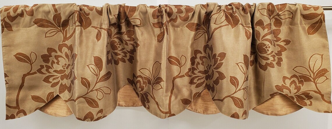 Lurex Custom Lined Valance or Unlined Tiers Jacquard Floral VINTAGE NEW RARE