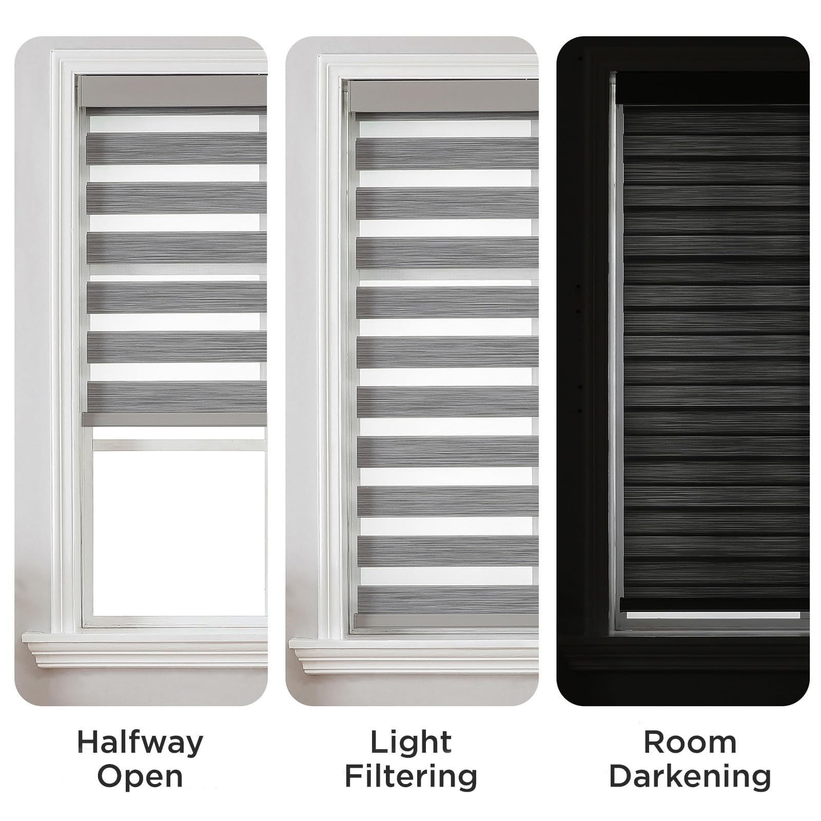 Joydeco SC0022-GR-22-75 Cordless Zebra Blinds (Pro) Gray 22″W x 75″H