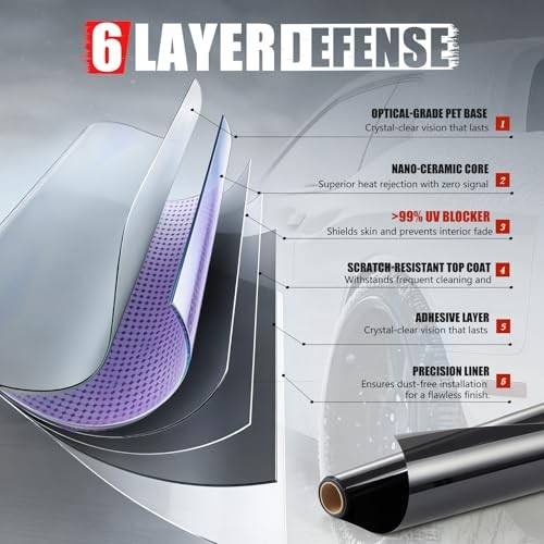 15% VLT Ceramic Car Window Tint Film (20″ x 20FT) – Heat & 20in X 20Ft 15% Vlt