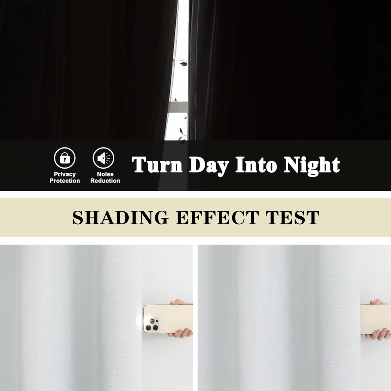 2 Panels 100% Blackout Curtain Liners for Behind Curtains, Darkening Thermal Ins