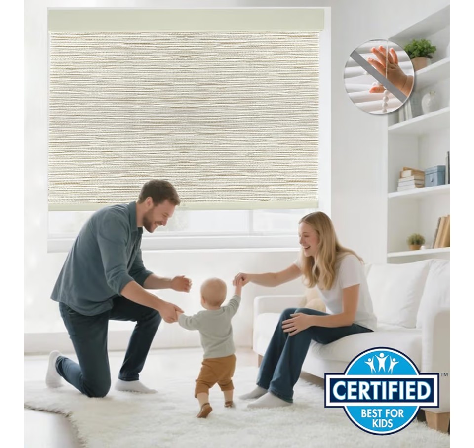 30″ W x 72″ H Cordless Light Filtering Roller Shade for Windows, Cream Color