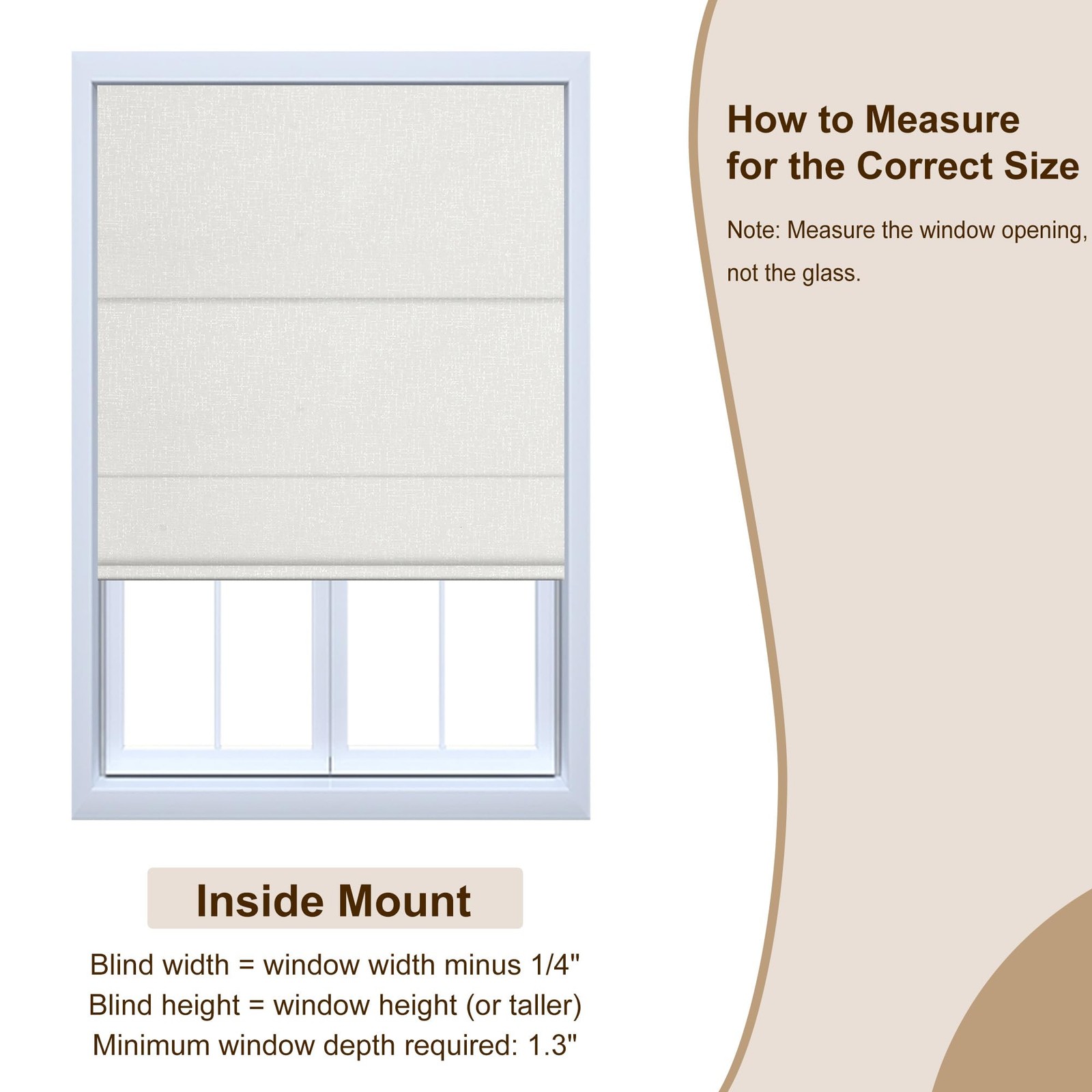 Sulugood Roman Shades Off White 39″W x 72″H 70% Blackout