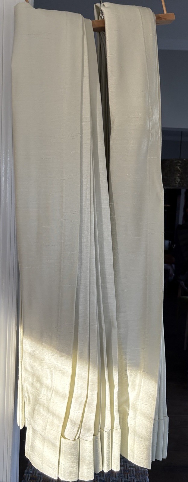 Pair Heavy White Textured Drapery Panels Set of 2 Custom Made USA 84” Long