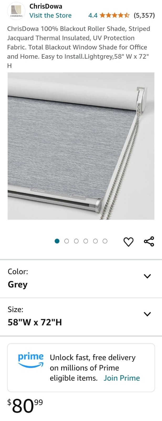 ChrisDowa 100% Blackout Roller Shade, Striped Jacquard Thermal Insulated, UV…