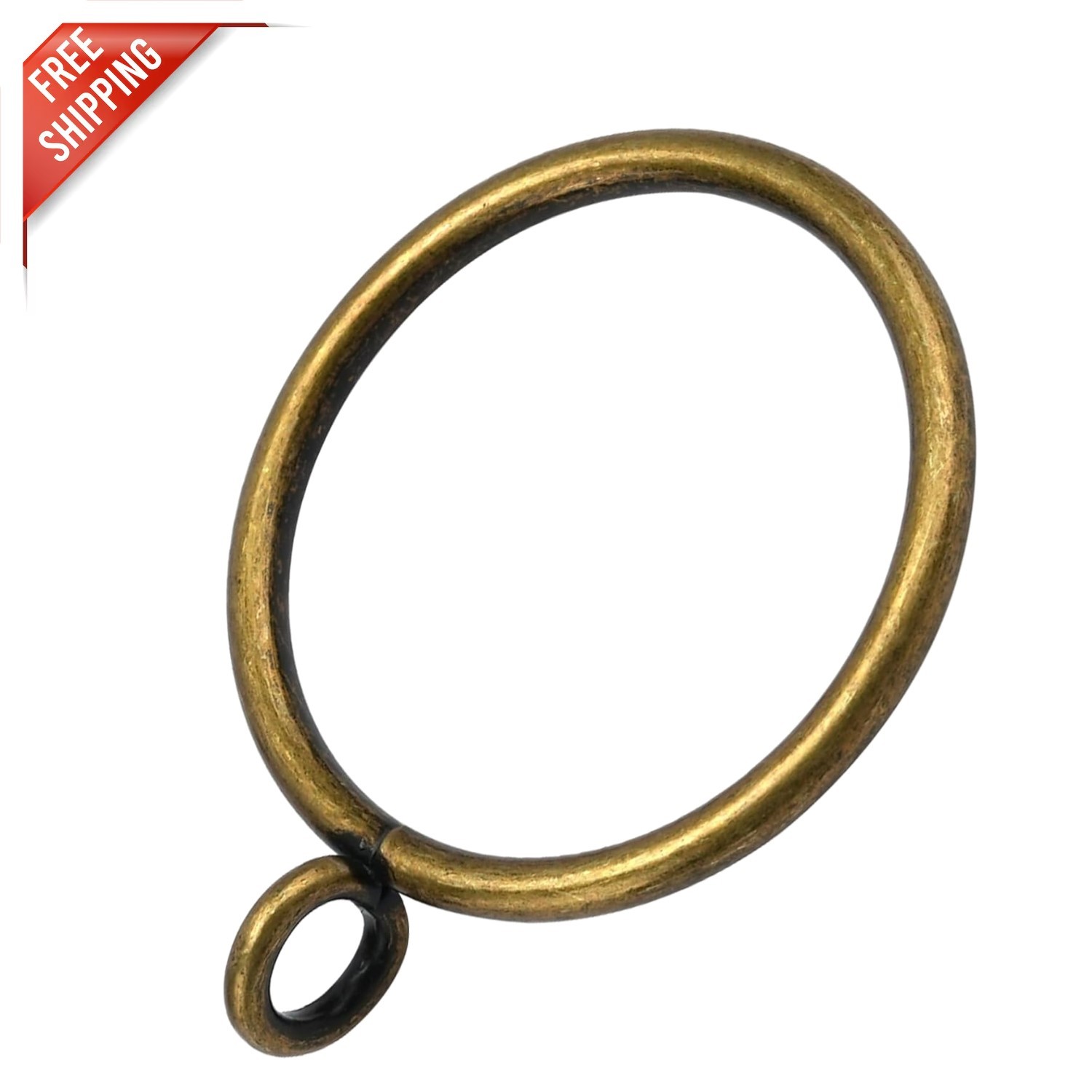 44 Pack Heavy-Duty Curtain Rings – Metal Drapery Rings in Glossy Antique Bronze