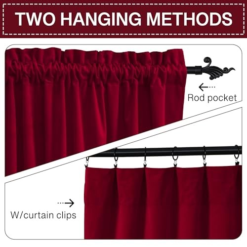 Theater Red Velvet Curtains 52″W x 84″L (Pack of 2) *Autumn Series – Red