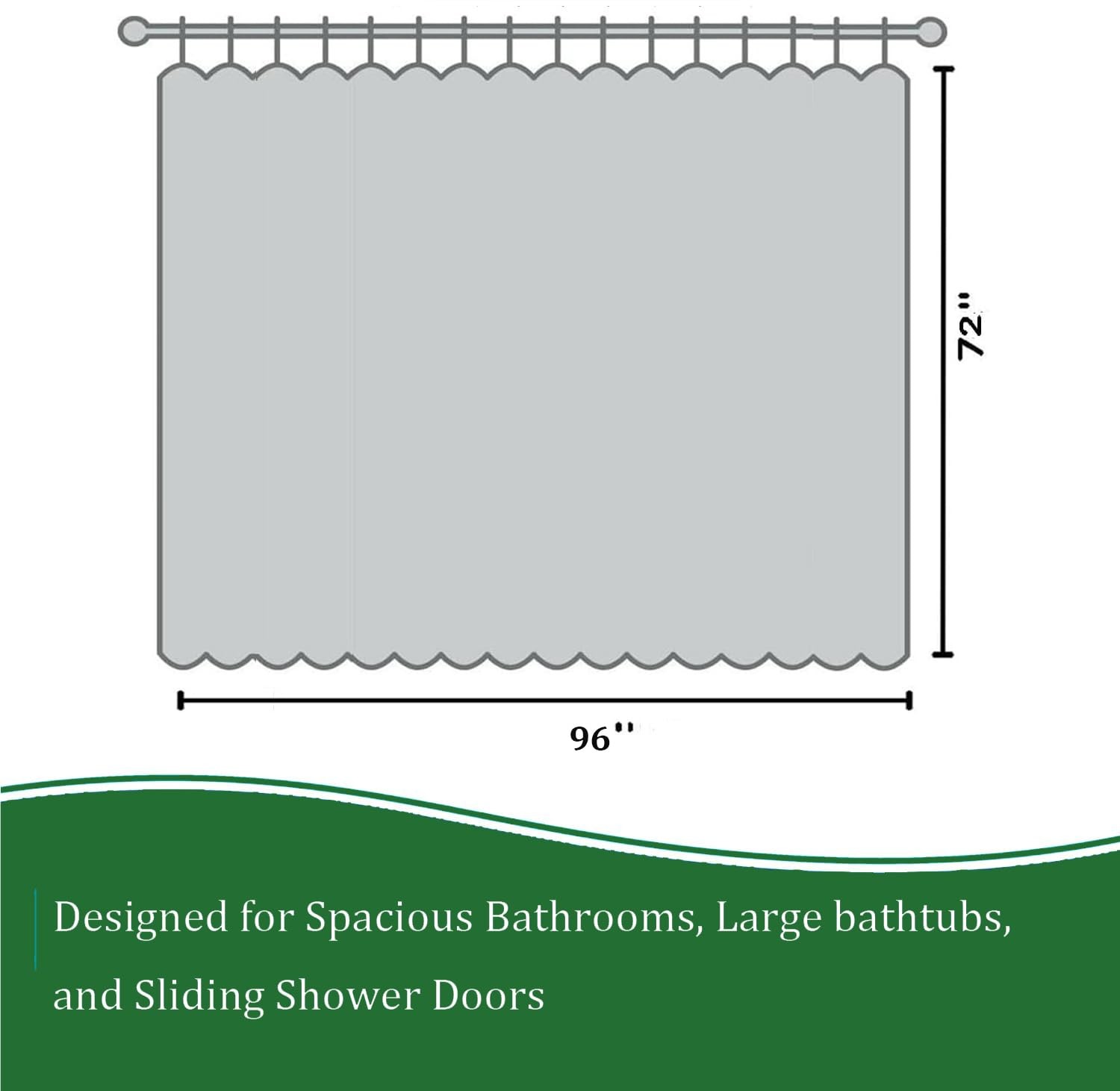 Tonnali Extra Wide Clear Shower Curtain 96″W x 72″L (Pack of 1), 8g-clear