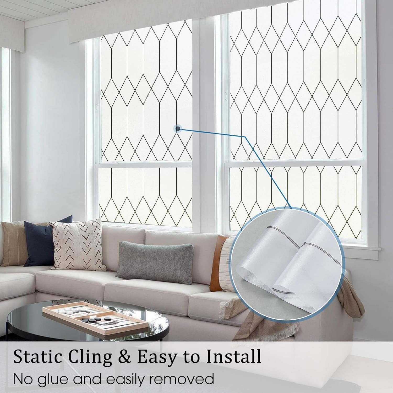 Moroccan Lattice Decorative Privacy Film – Static Cling, Heat Blocking Solution