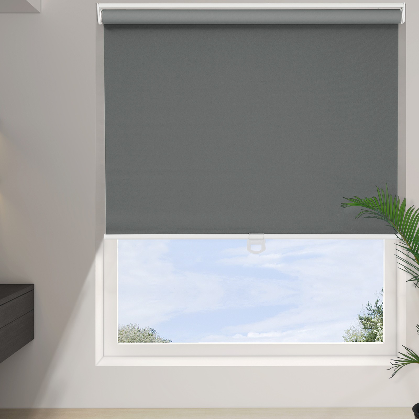Cordless Blackout Roller Shade Light Blocking Room Darkening Rolled Up Blind