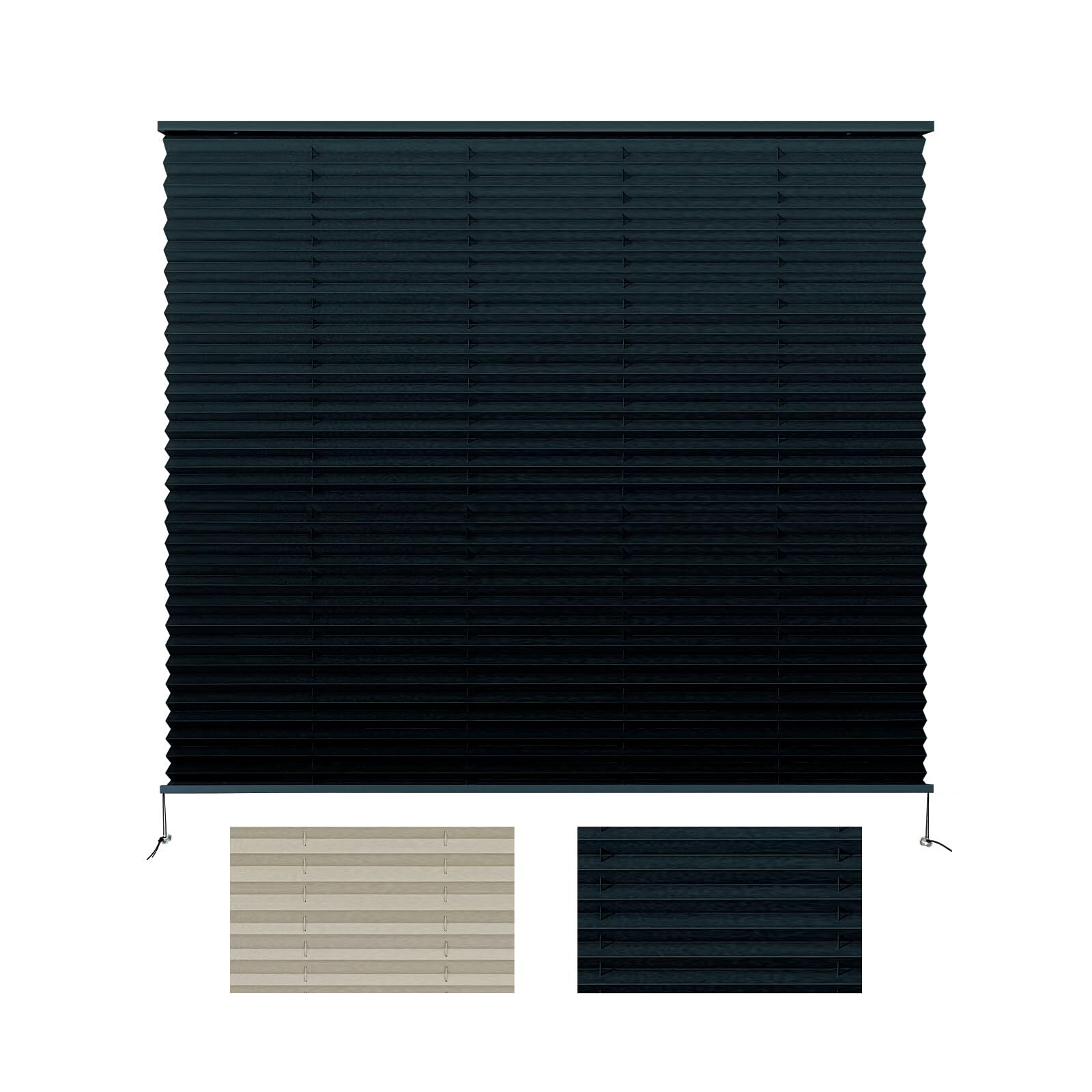 RV Pleated Shades 32″ W x 24″ L Black Blinds for Travel Trailers