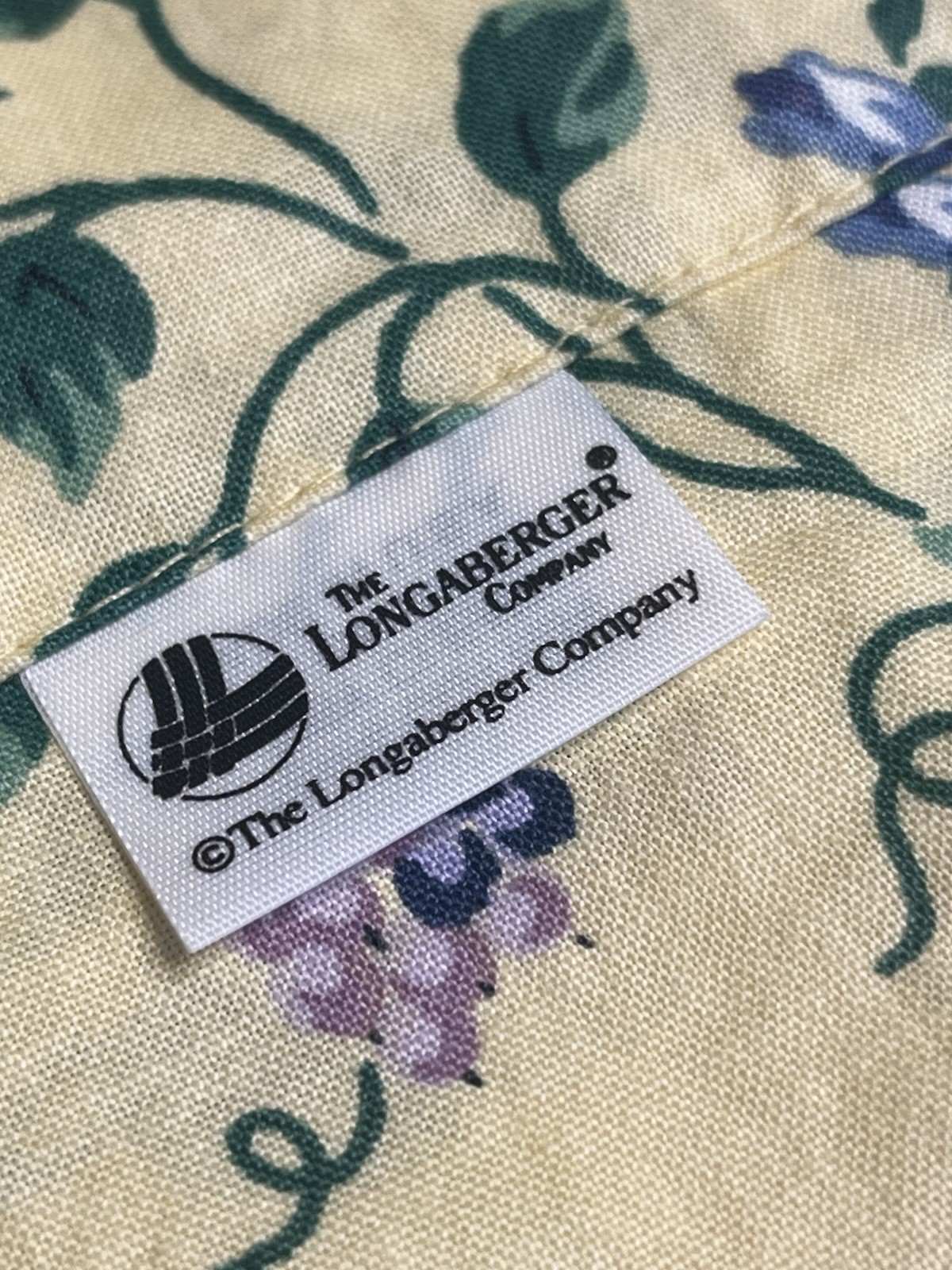 VTG Longaberger Yellow Floral Vine Valance Window Treatment App. 70×17.5” – HTF
